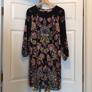 LOFT Size Medium Floral Print Long Sleeve Dress